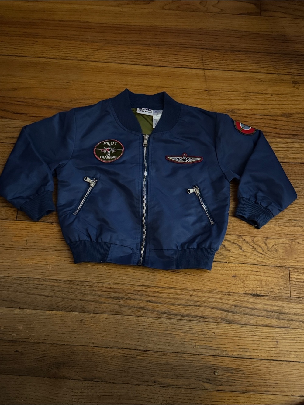 Blueberi Boulevard Child’s Blue Bomber / Pilot ✈️ Jacket with Aviator Patches